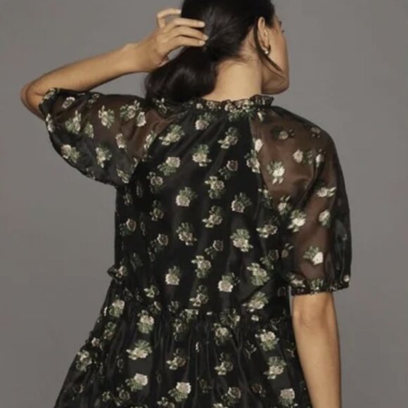 Maeve Anthropologie Like New! V-Neck Floral Tiered Tunic Mini Dress - L - Picture 5 of 12